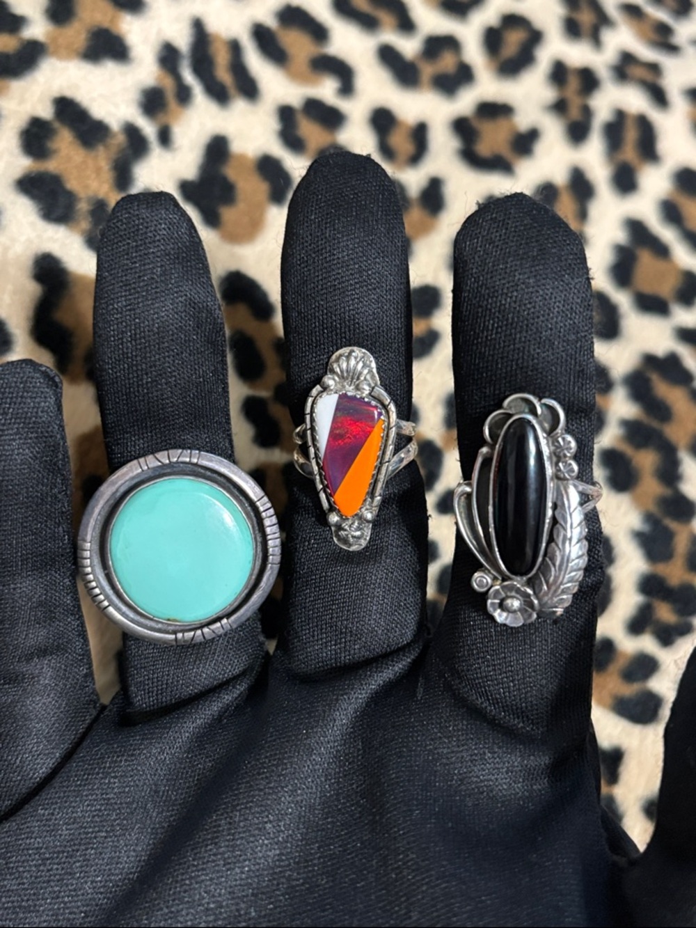 Vintage Sterling Silver 🩵 Turquoise Stone Ring 7.5 Southwest Statement - Picture 13 of 15
